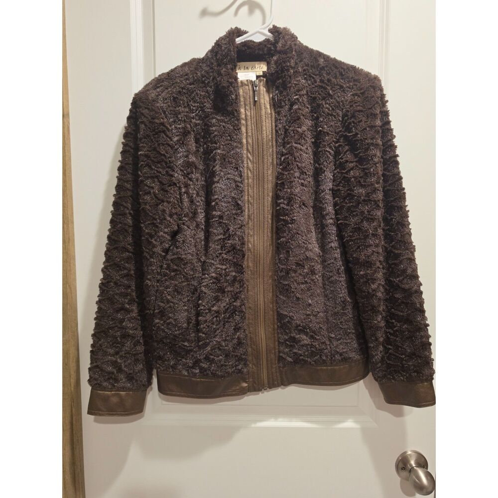 A La Carte Crinkle Fur Brown Jacket- Size Small